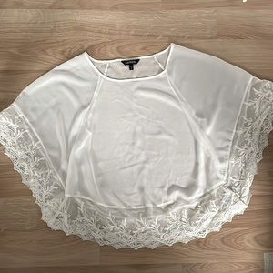 Sheer Poncho Blouse with Lace Details